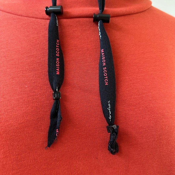 Scotch & Soda Orange Pullover Hoodie Short Sleeve Tunic Sweatshirt medium - Picture 7 of 11